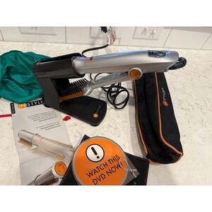InStyler Rotating Iron Hair Styler Silver Orange with Bag and DVD